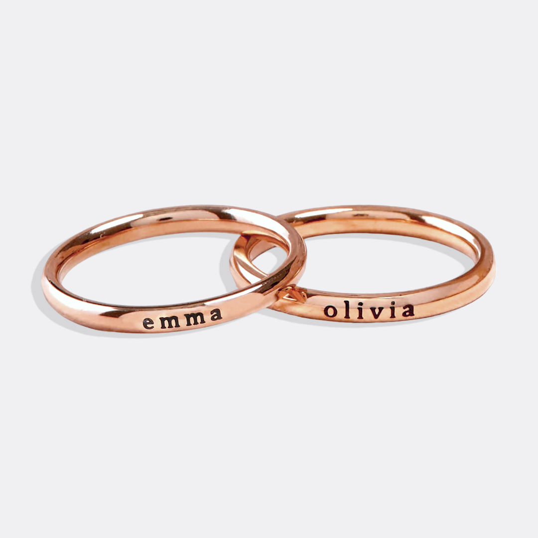 Tiny Stackable Name Ring Mint & Lily