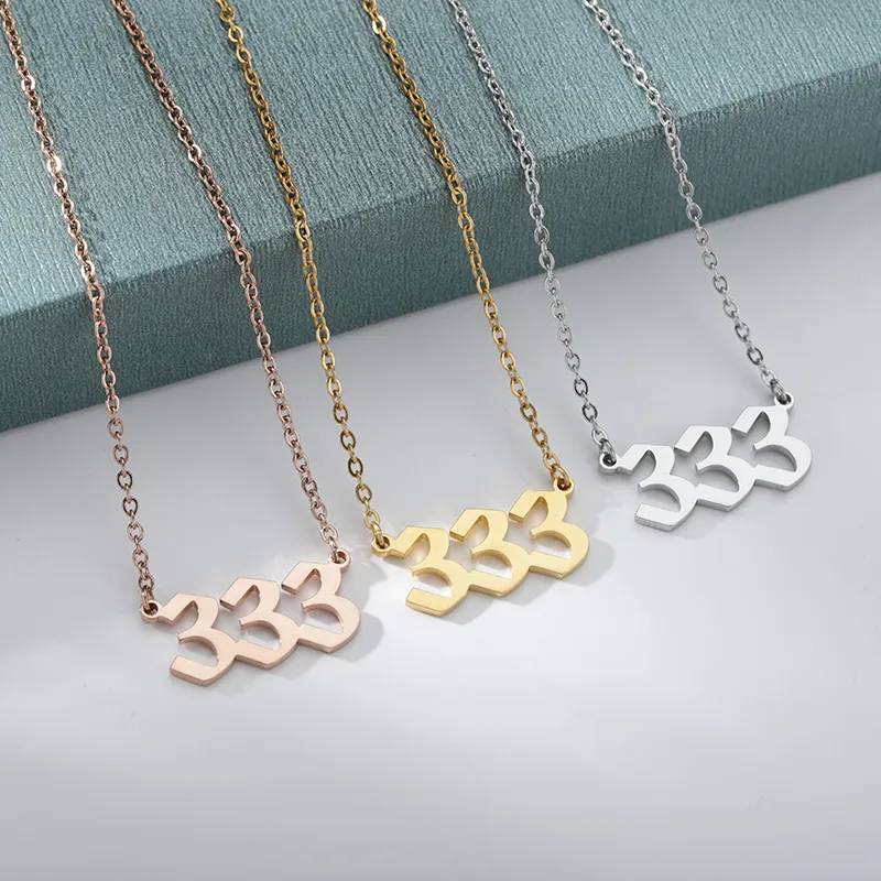 Dainty Angel Number Necklace - Gold / 333