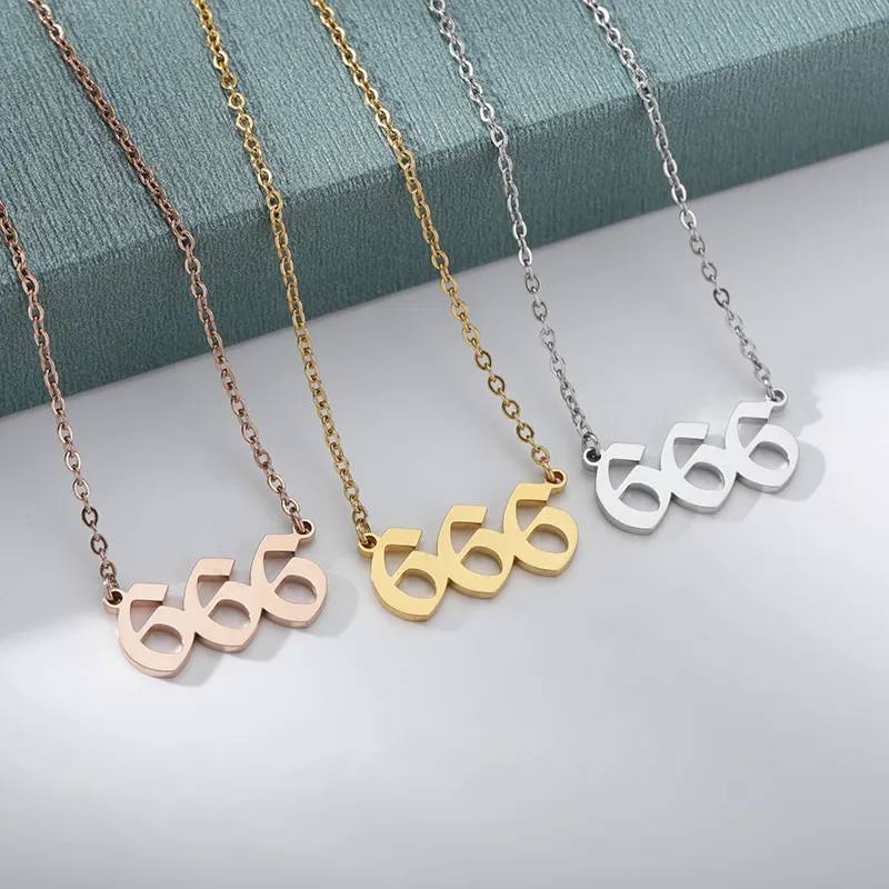 Dainty Angel Number Necklace - Gold / 666