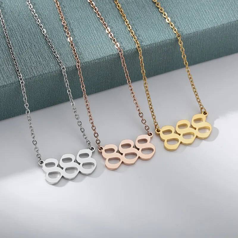 Dainty Angel Number Necklace - 18k Rose Gold Plated / 888
