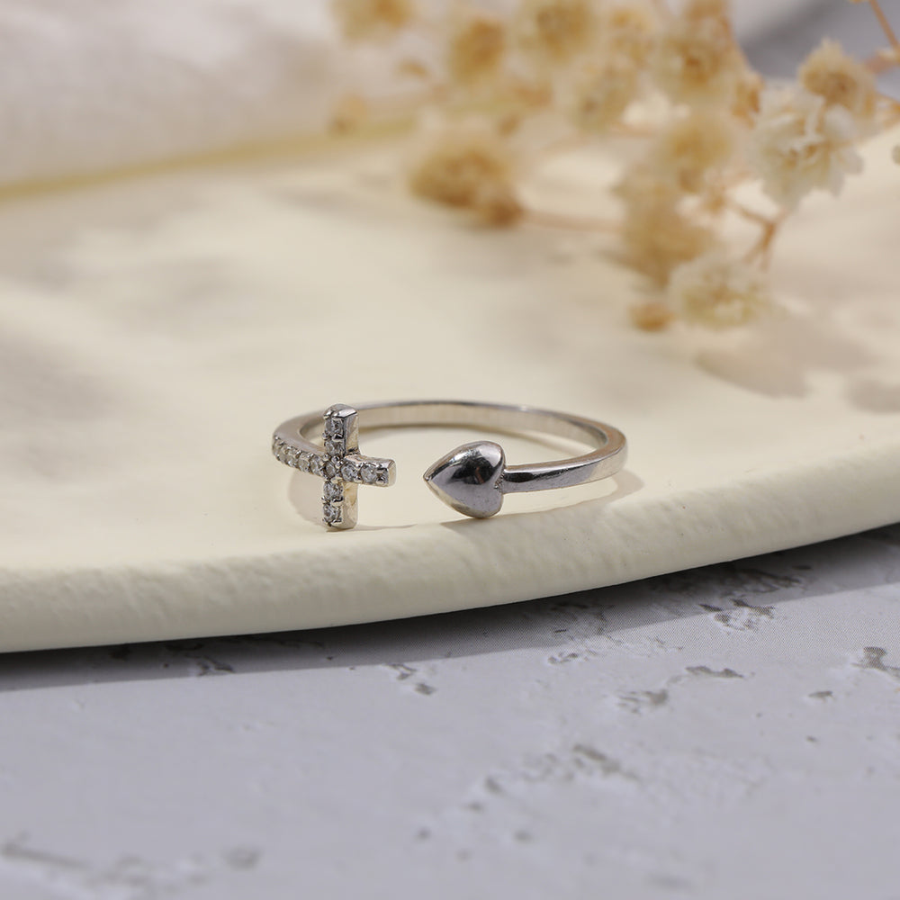 Adjustable Pray Through It Cross & Heart Ring - Default Title