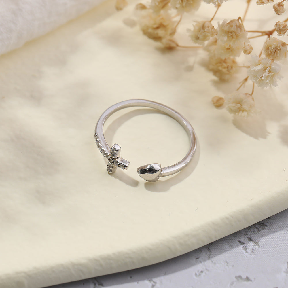 Adjustable Pray Through It Cross & Heart Ring - Default Title
