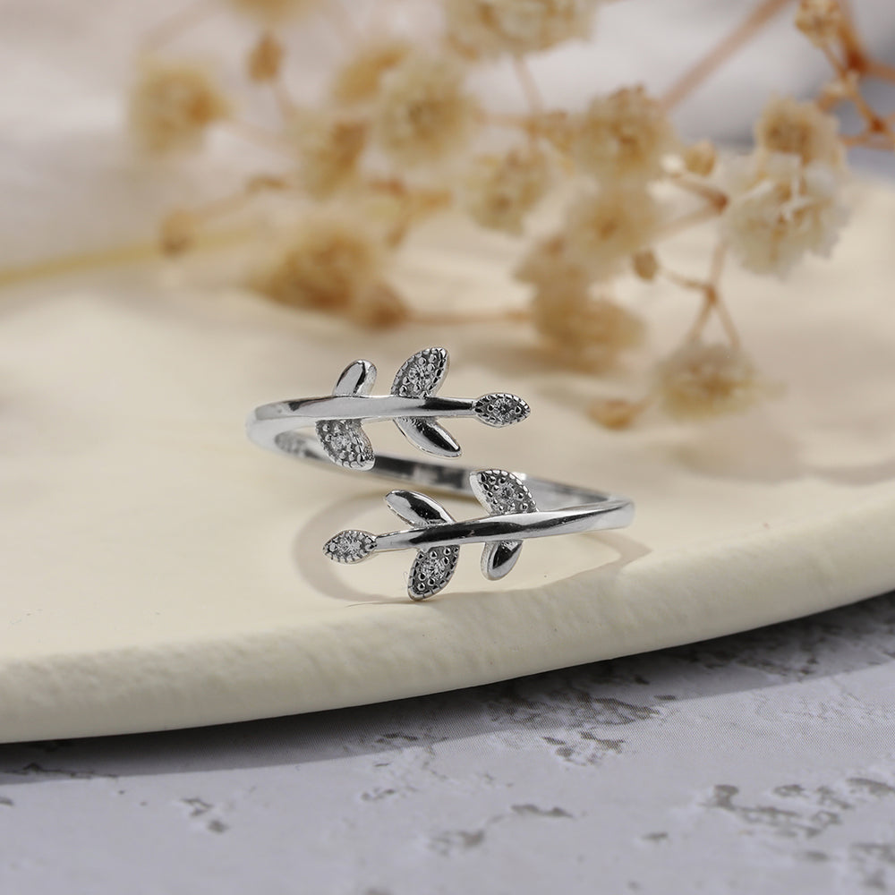 Verstellbarer Blattring - Sterling Silber