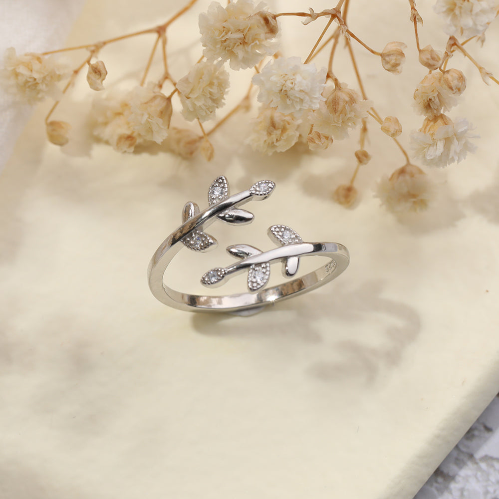 Verstellbarer Blattring - Sterling Silber