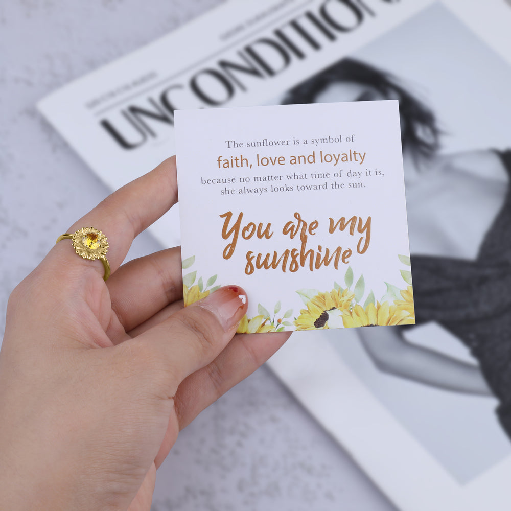 You Are My Sunshine Sunflower Ring - Gold / 6