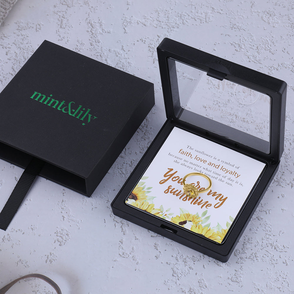 You Are My Sunshine Sunflower Ring - Gold / 6