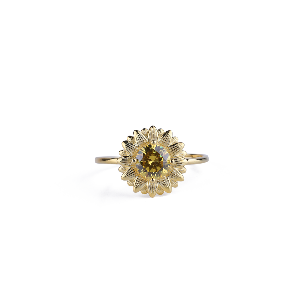 You Are My Sunshine Sunflower Ring - Gold / 6