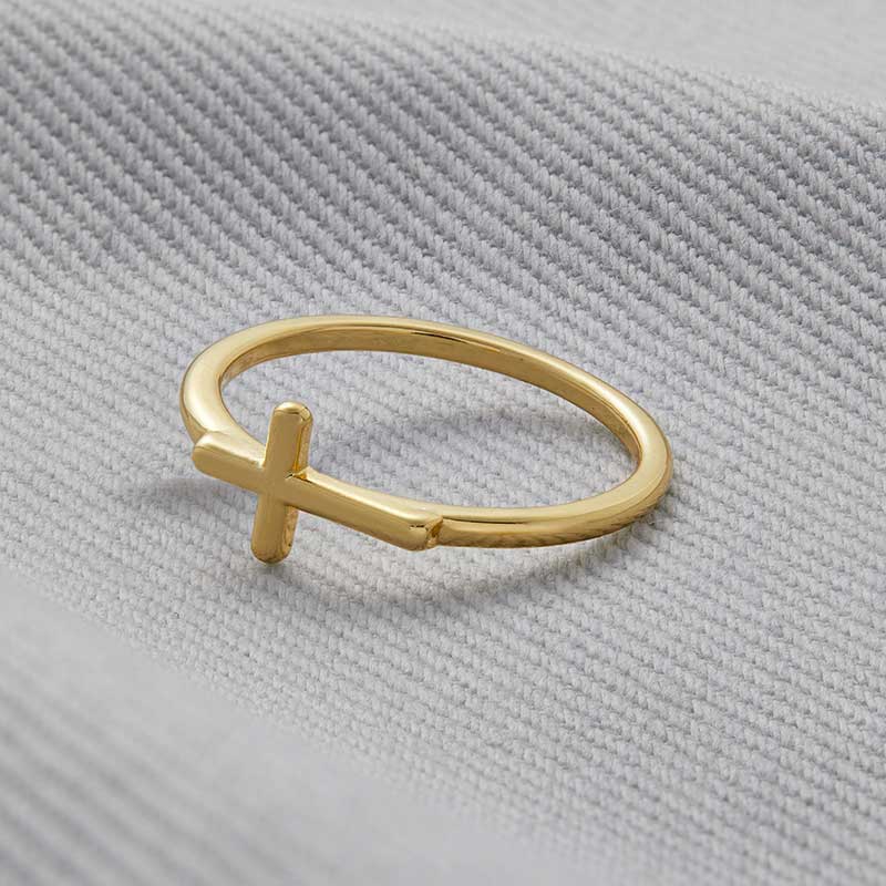 Horizon Cross Ring - 18k Gold Plated / US 7