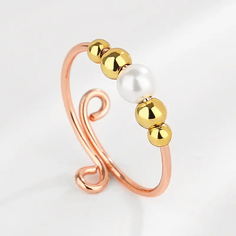 Dainty Adjustable Opal Fidget Ring – Mint & Lily