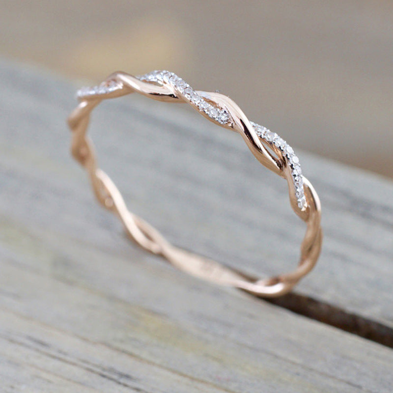 Dainty Pave Twist Stacking Ring – Mint & Lily