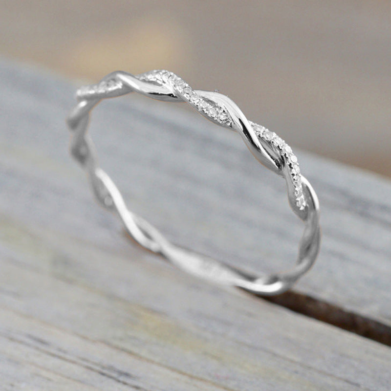 Dainty Pave Twist Stacking Ring – Mint & Lily