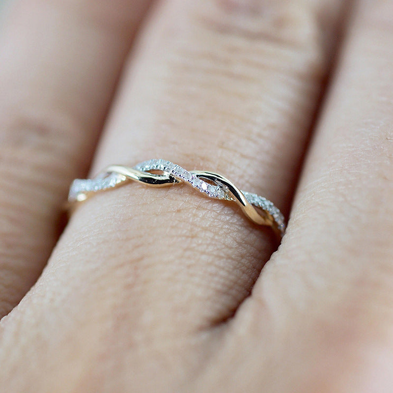 Dainty Pave Twist Stacking Ring – Mint & Lily
