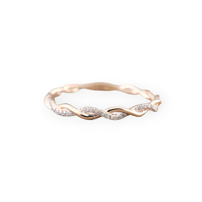 Dainty Pave Twist Stacking Ring – Mint & Lily