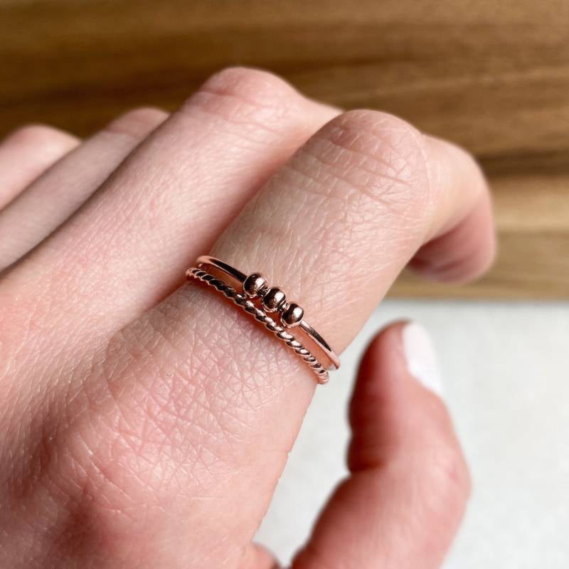 Dainty Stackable Beaded Fidget Ring Set – Mint & Lily
