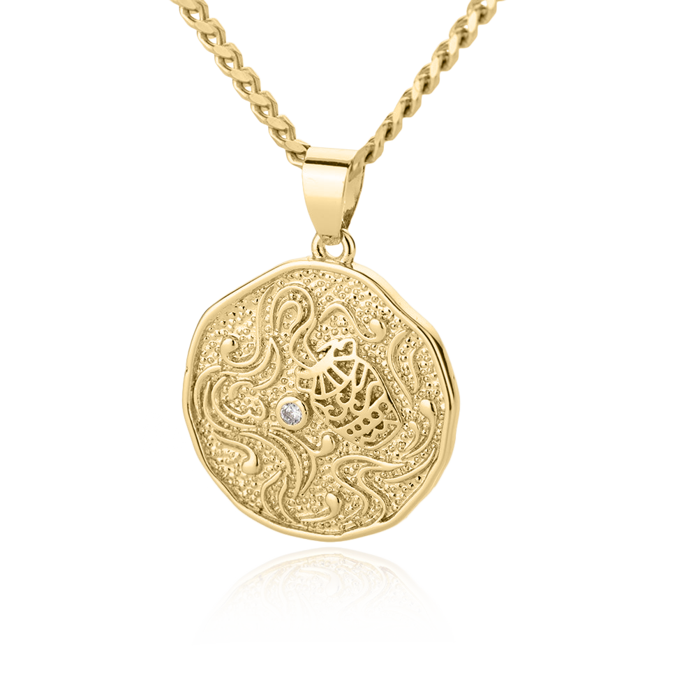 Astrological Sign Coin Pendant Necklace Mint & Lily