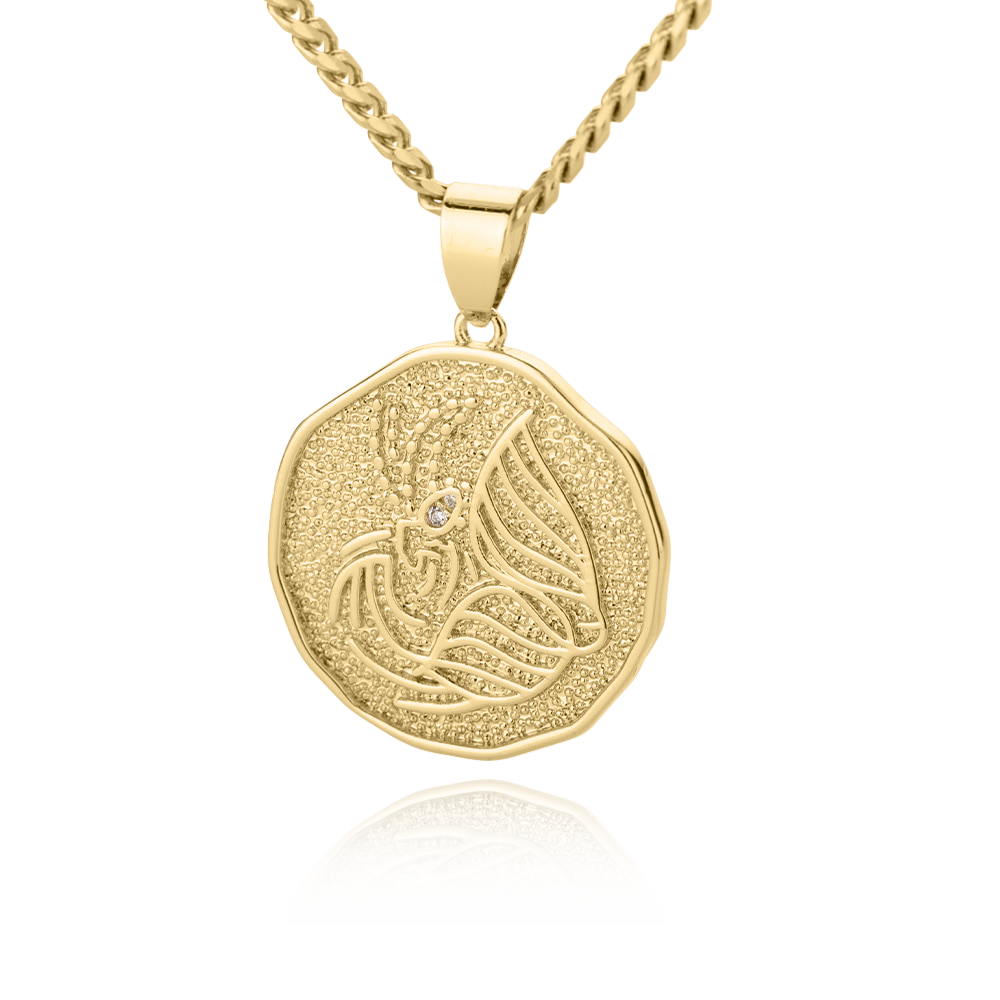 Astrological Sign Coin Pendant Necklace Mint & Lily