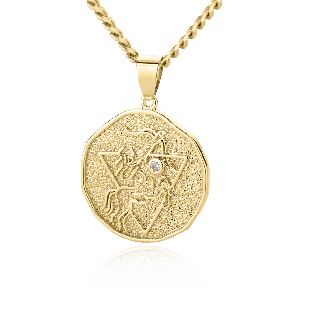Astrological Sign Coin Pendant Necklace Mint & Lily
