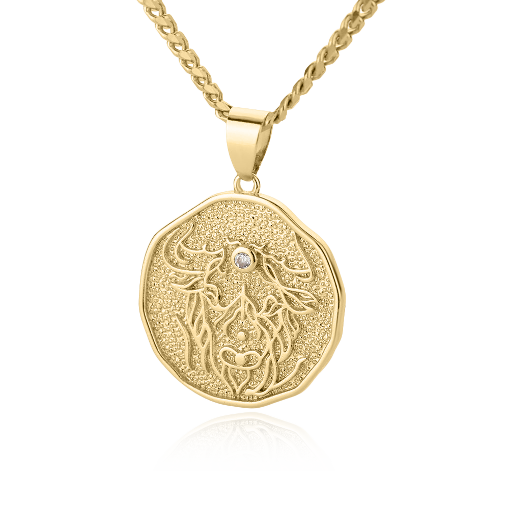 Astrological Sign Coin Pendant Necklace Mint & Lily