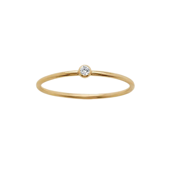 Minimalist Birthstone Stacking Band Bezel Set Ring Mint Lily
