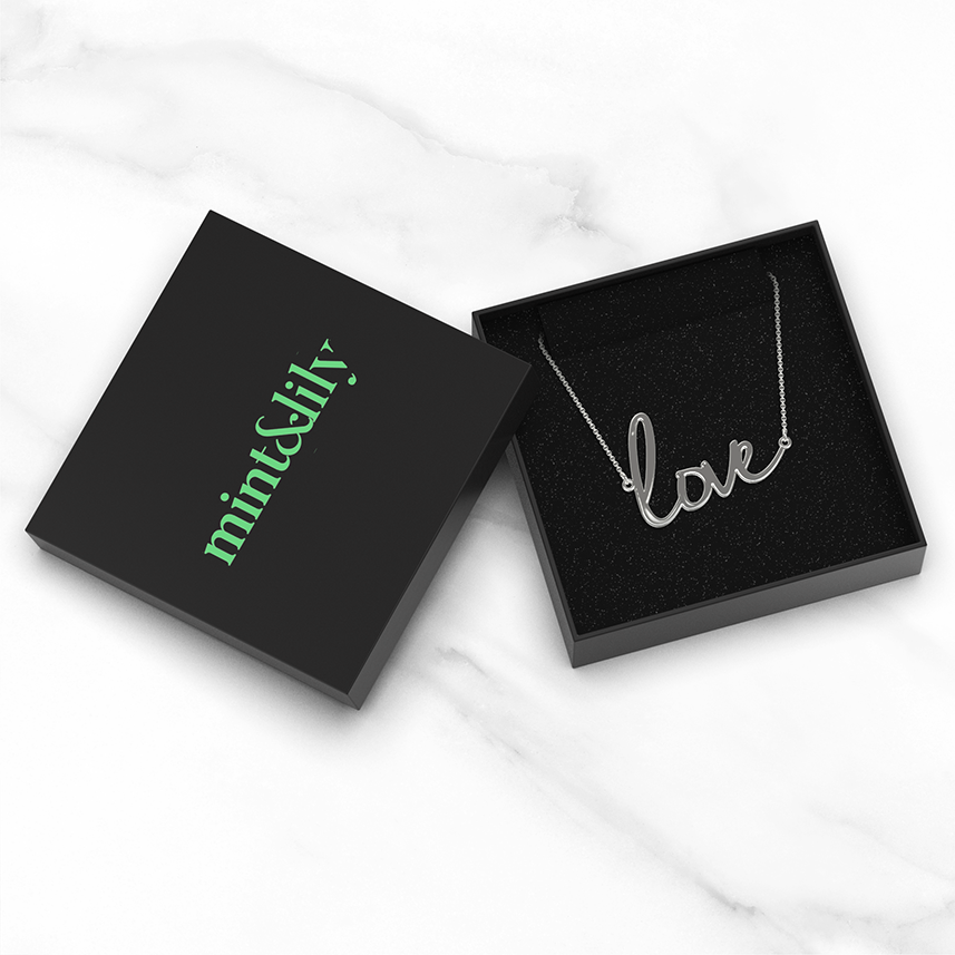 Love Script Necklace - Silver / love