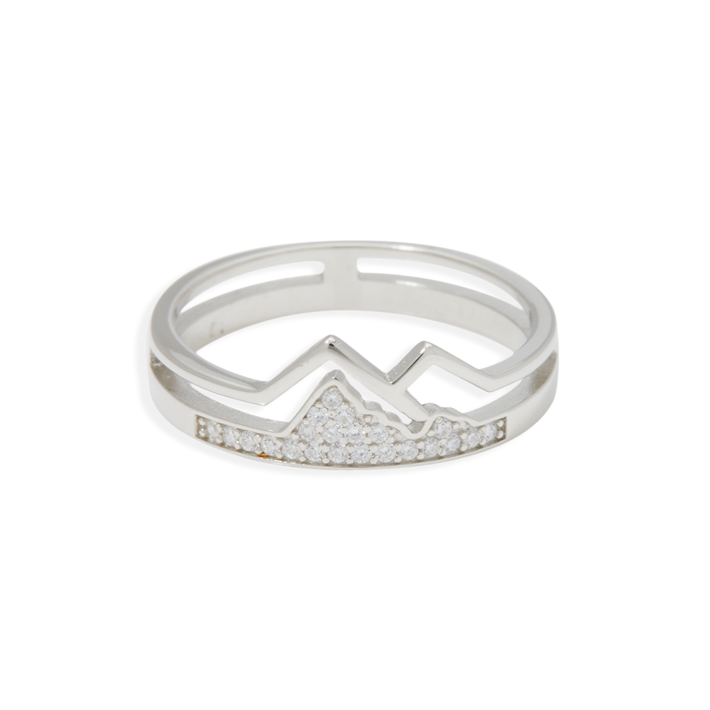 Faith Moves Mountains Pavé Mountain Ring - Silver / 5