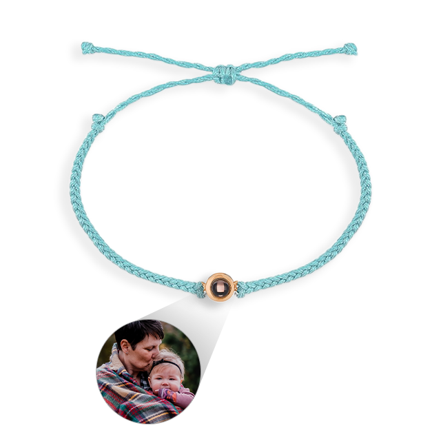 Personalized Adjustable Photo Bracelet Mint & Lily