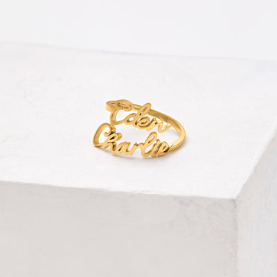 Doppelter Namensring • Zwei Namensring • Geschenk für den besten Freund