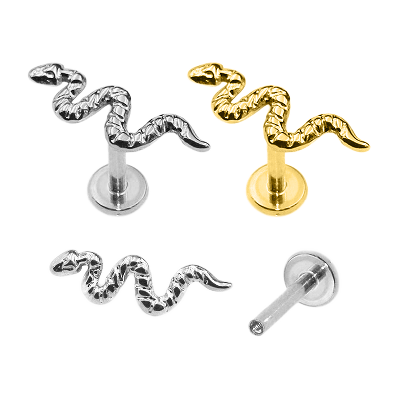 Cute Labret Studs | 16g - Gold / Snake / 6mm