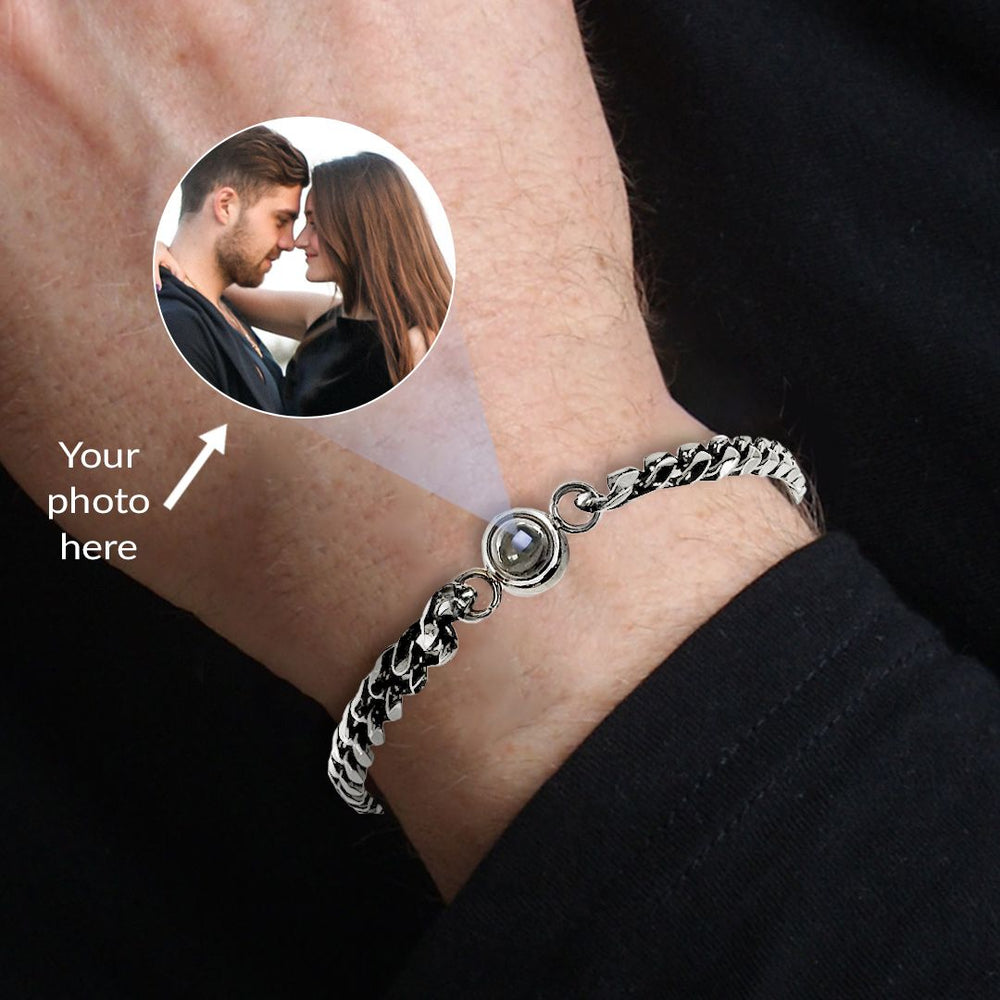 Cuban Chain Photo Bracelet - Silver / 8"