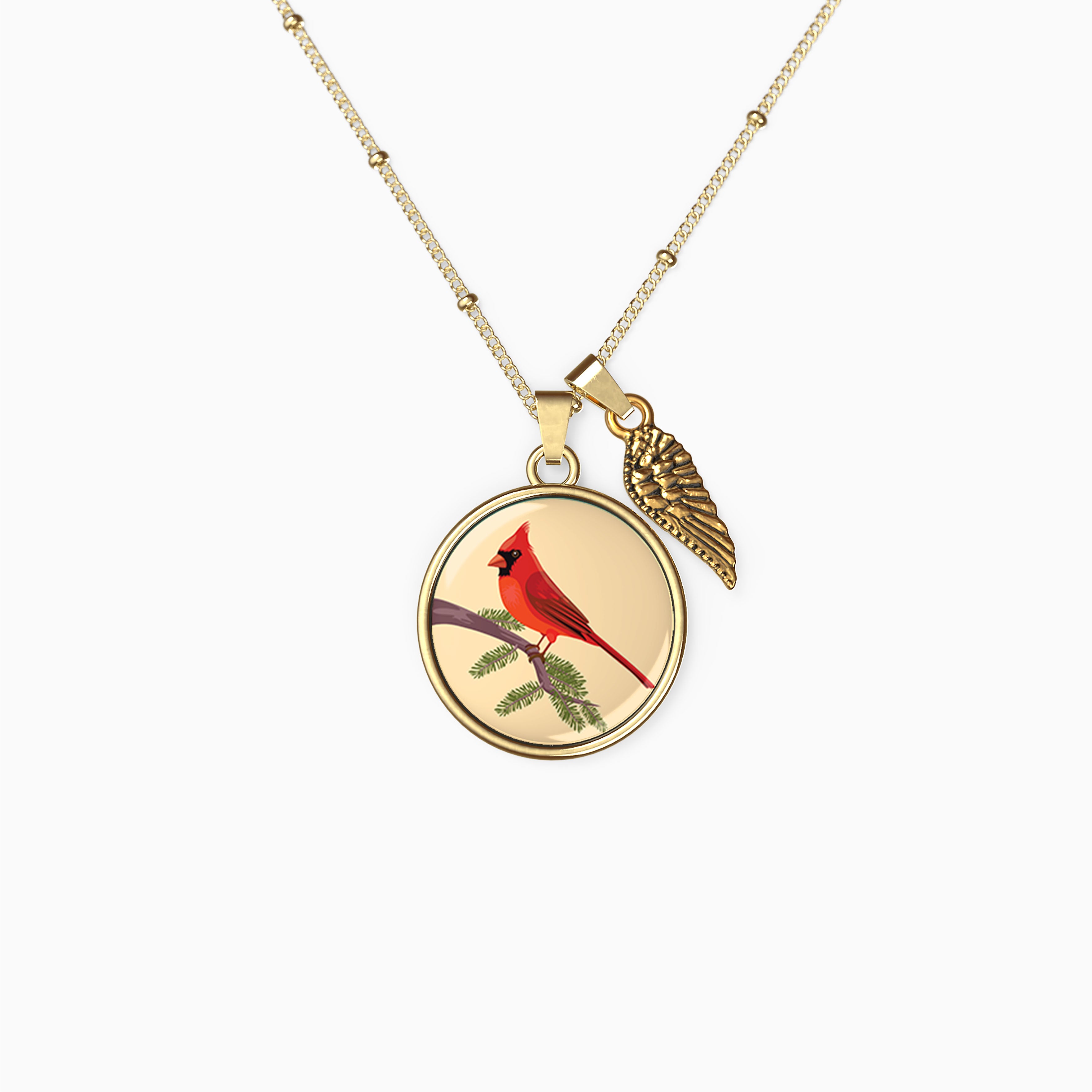 Red Glass Cardinal Holly Branch Necklace – Chadds Ford Jewelry