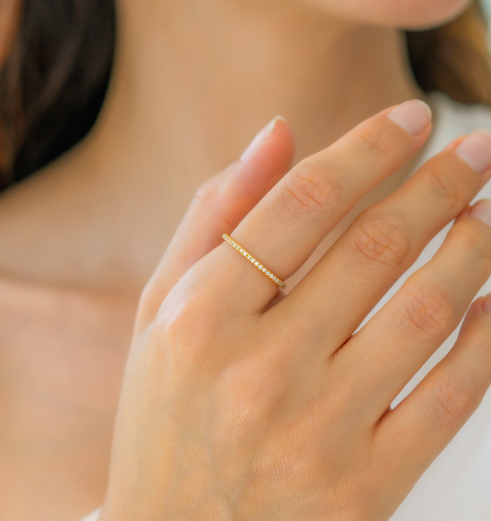 Micro Pave Thin Band Eternity Ring Micro Pavé Eternity Stacking
