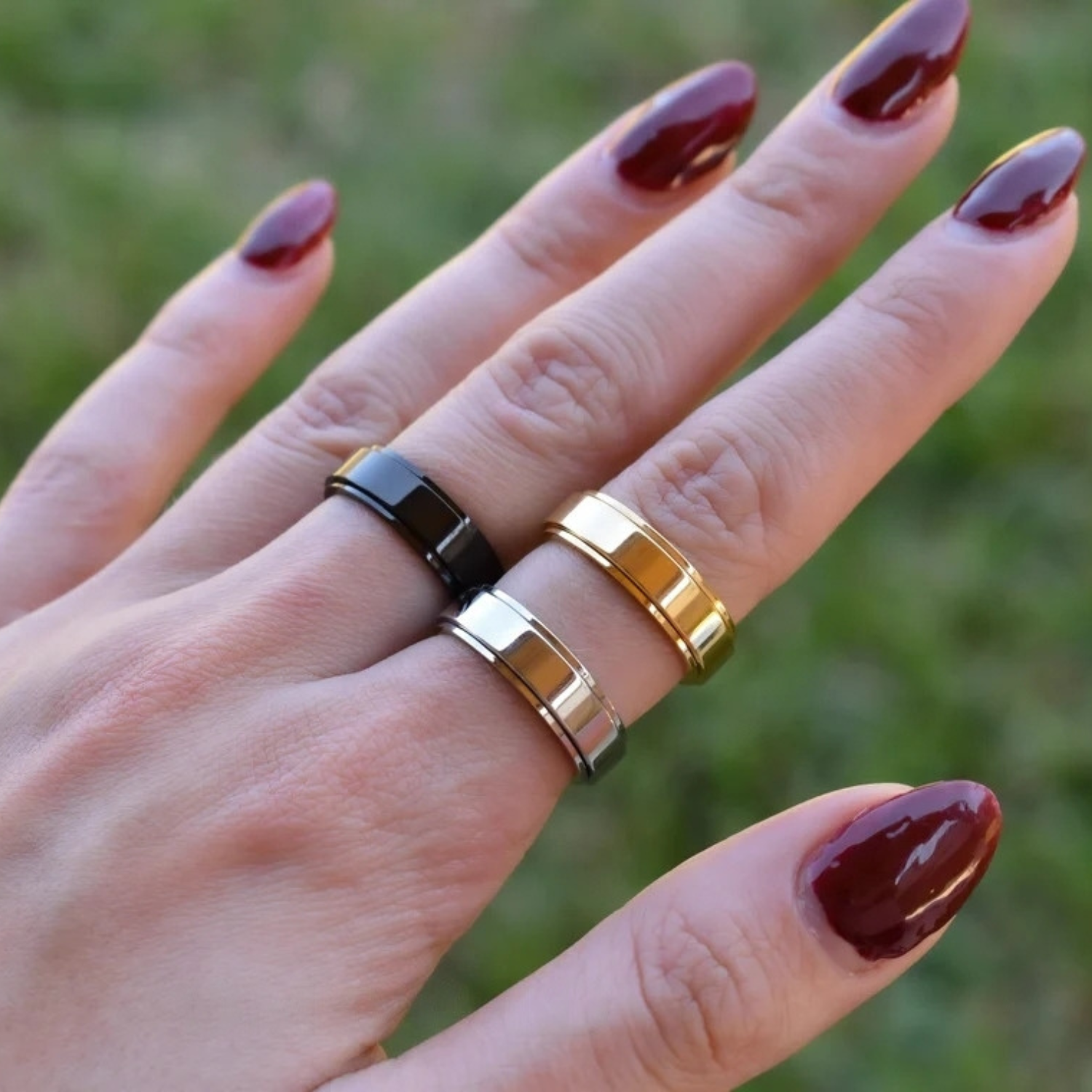 Personalized Classic Block Fidget Ring – Mint & Lily