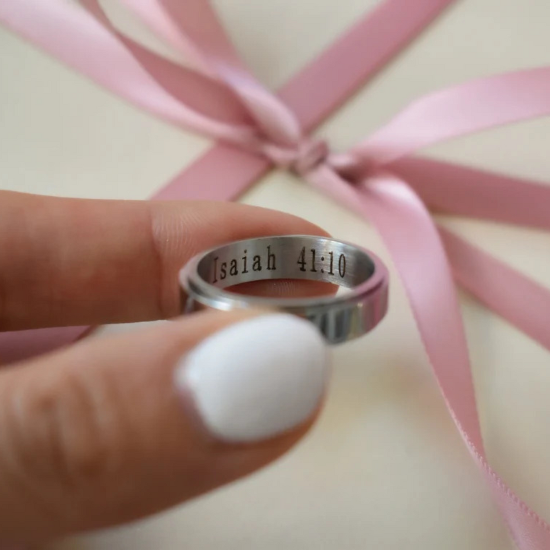 Personalized Classic Block Fidget Ring – Mint & Lily