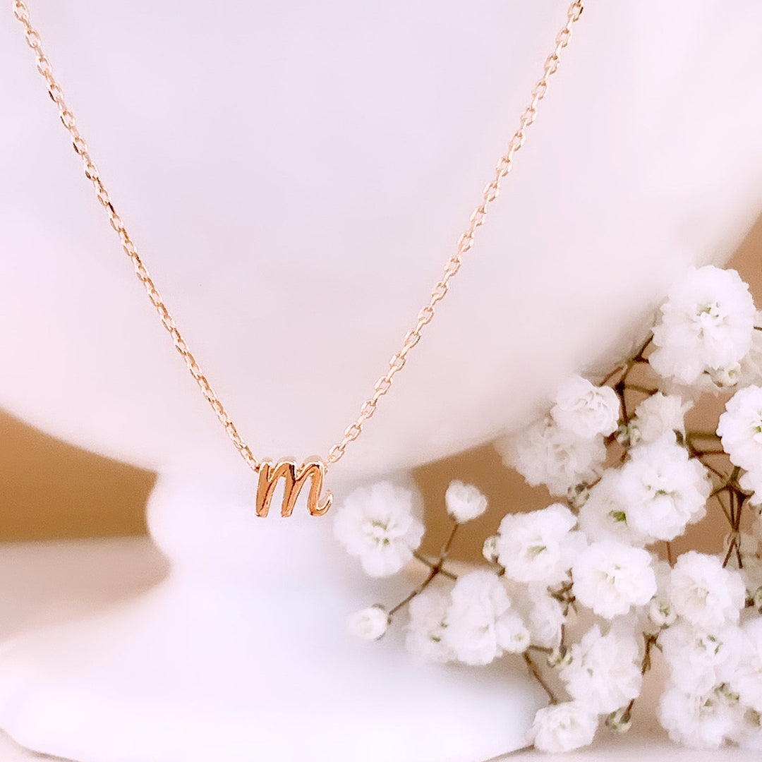 Tiny Initial Script Necklace – Mint & Lily