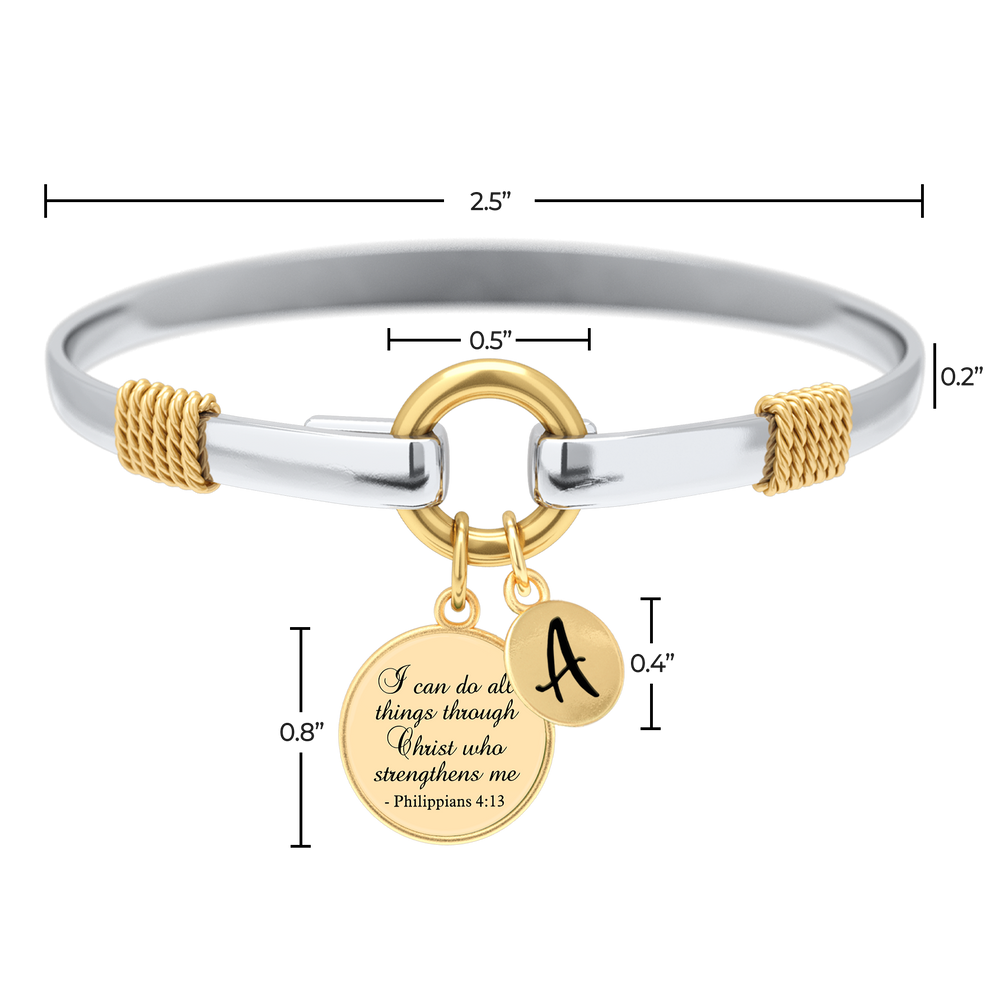 All Things Through Christ - Two-Tone Custom Charm Bracelet - Combination 18k Gold and Silver / I