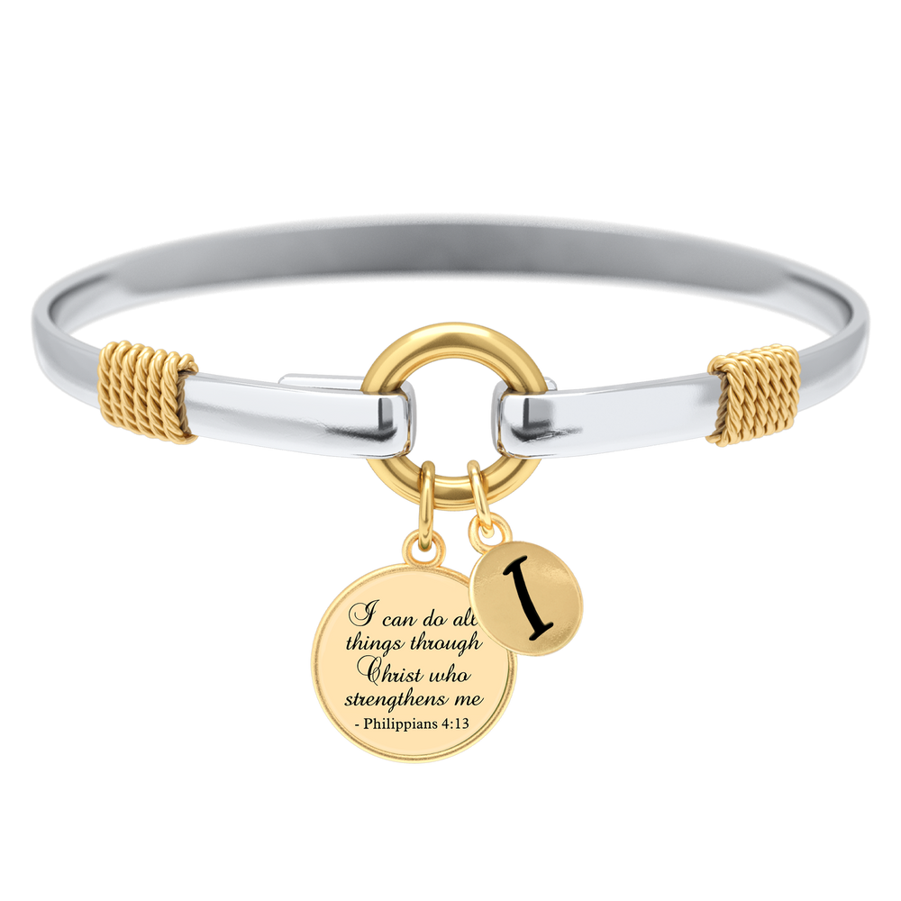 All Things Through Christ - Two-Tone Custom Charm Bracelet - Combination 18k Gold and Silver / I