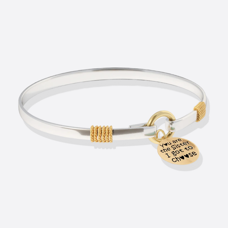 Sister I Got To Choose Two Tone Custom Charm Bracelet Mint Lily